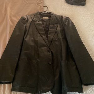 Vintage black leather blazer for a male/Size 46